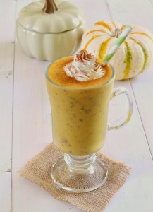 pumpkin pie smoothie topped with whipped cream 