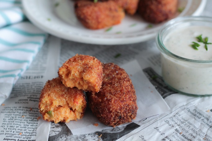 Sweet potato shrimp croquettes
