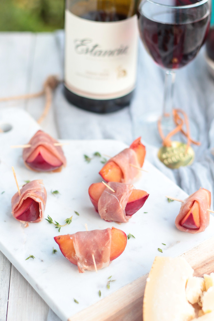 Prosciutto Wrapped Poached Plums