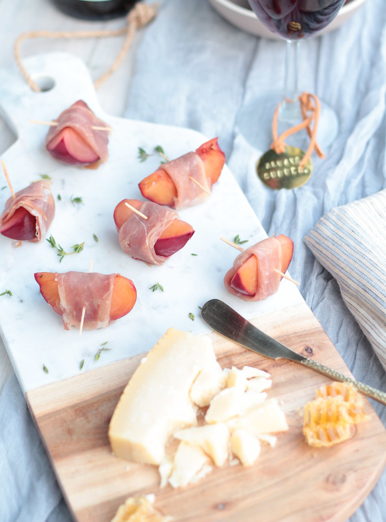 Prosciutto Wrapped Poached Plums