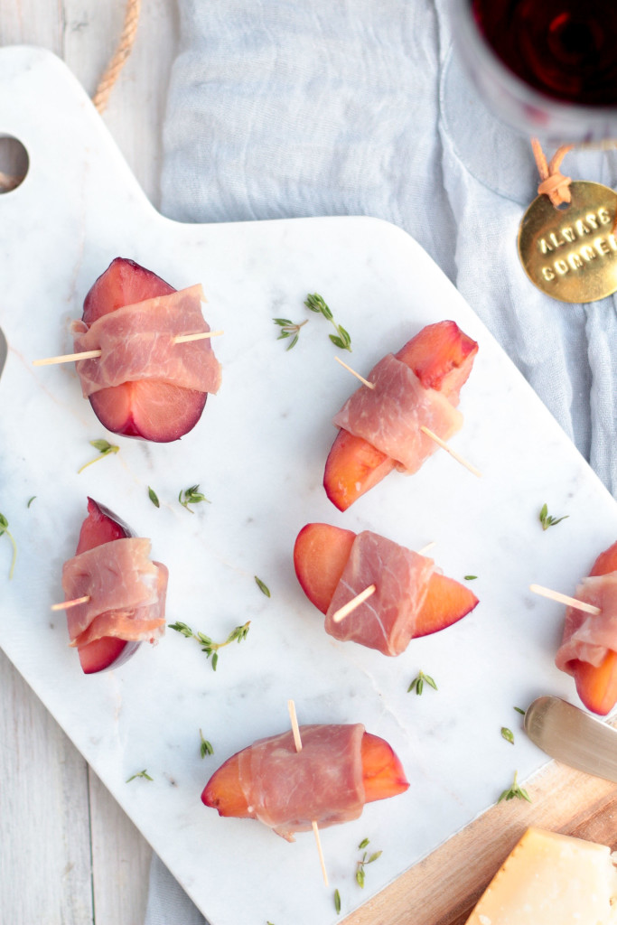 Prosciutto Wrapped Poached Plums