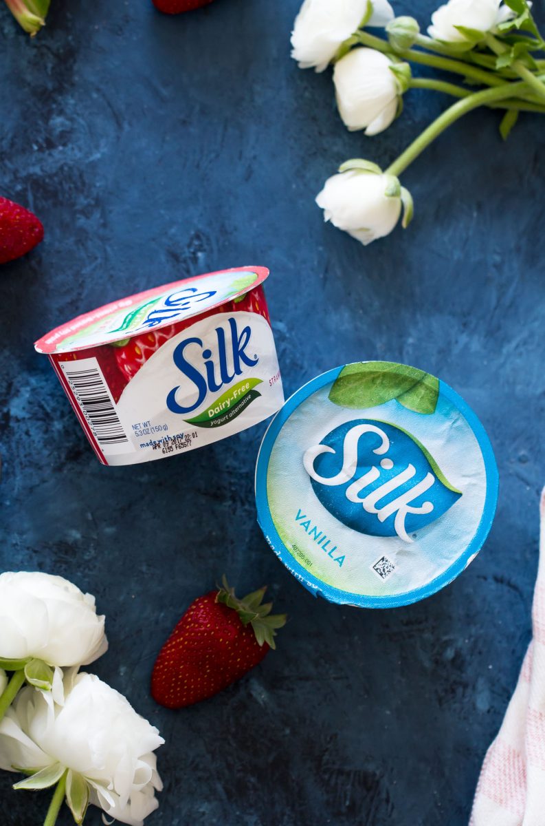 two tubs of dairy-free silk yogurt 