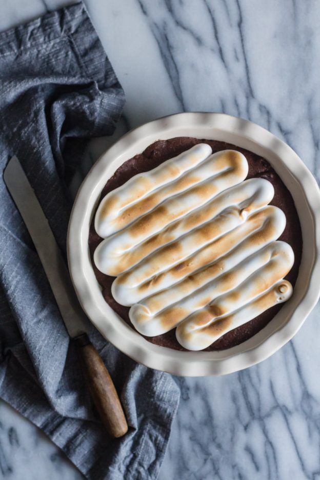 S'mores Brownie Pie with Homemade Marshmallow Fluff Le Petit Eats
