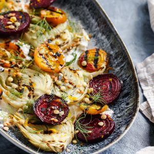 Grilled beet and fennel salad
