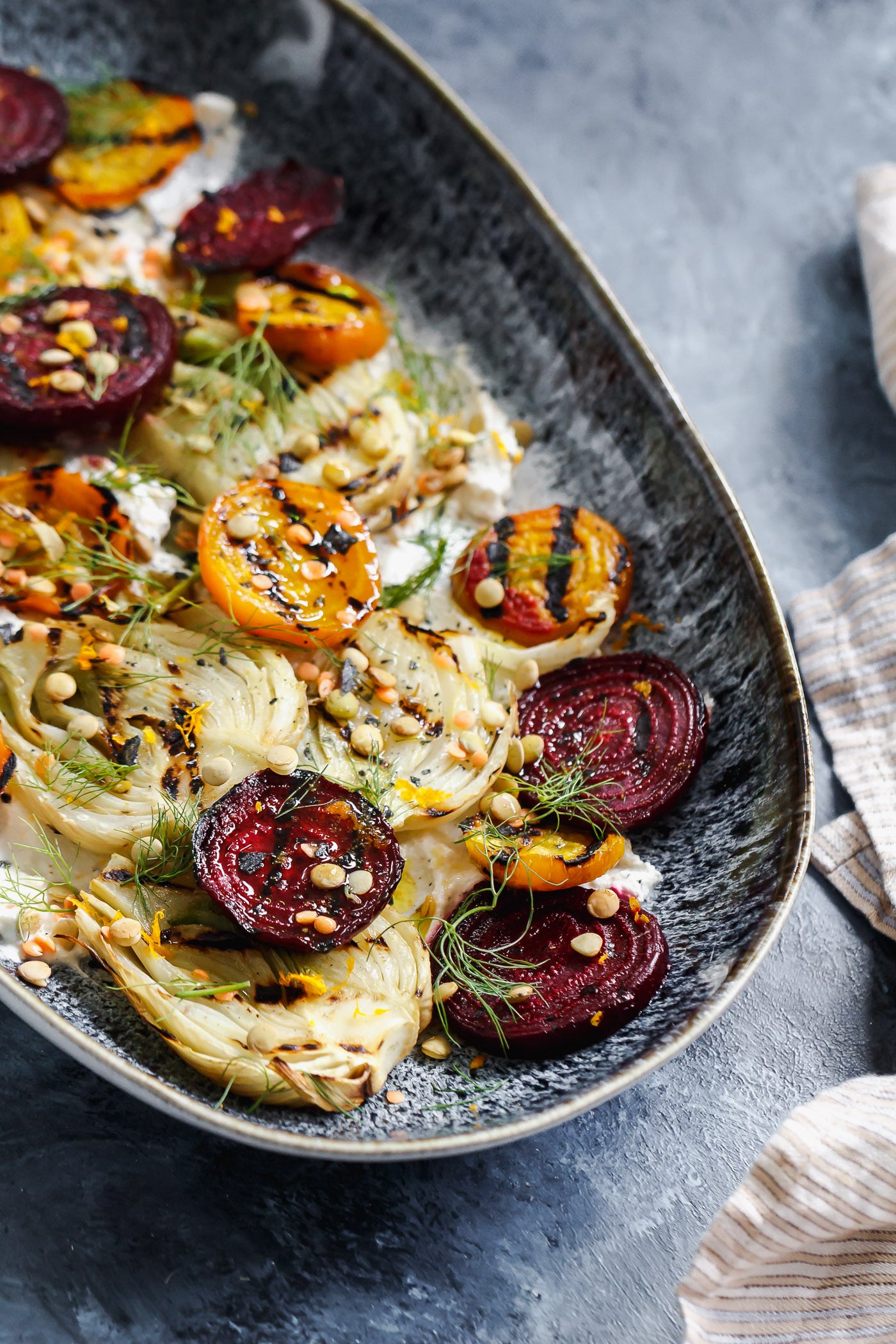 Grilled Beet And Fennel Salad Recipe With Sprouted Lentils Vegan