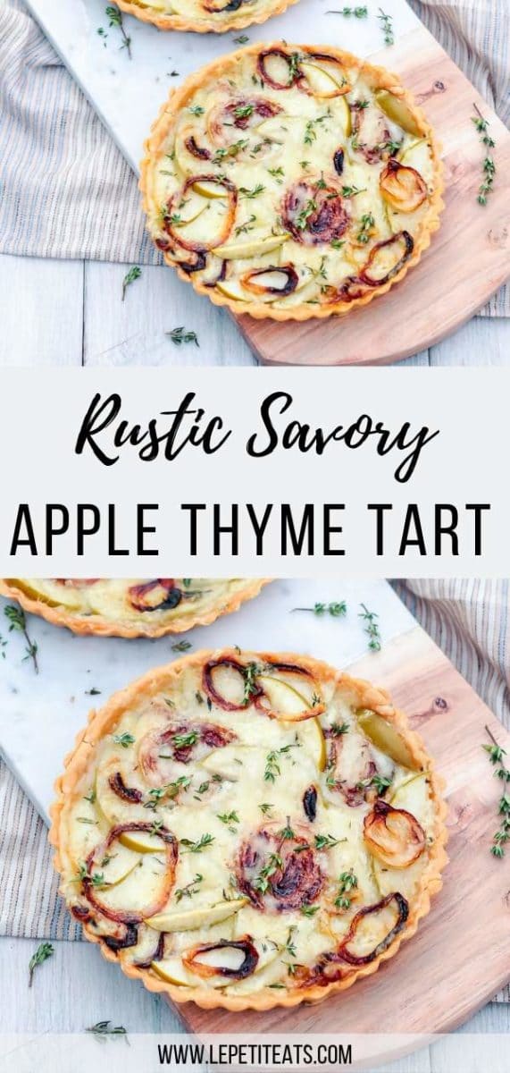 This Savory Apple Thyme Tart with caramelized onion and gruyere makes a wonderful vegetarian meal, especially when served alongside a simple green salad. Also great for Easter or Mother's Day Brunch #brunch #apples