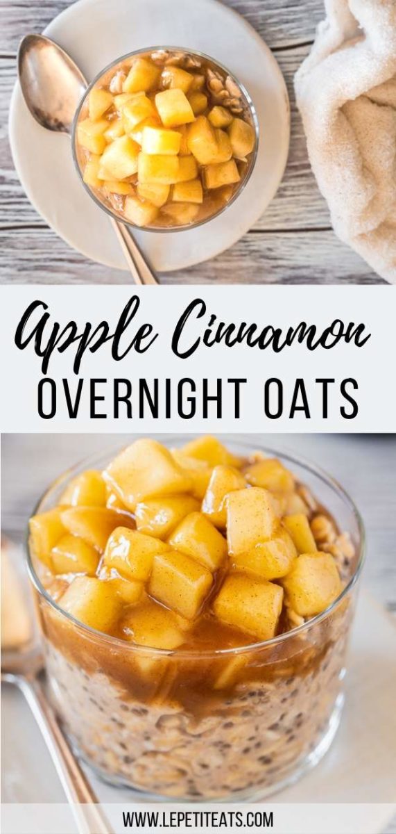 Apple Cinnamon Overnight Oats ( Vegan ) | These healthy protein-packed morning oats with chia seeds taste just like a slice of apple pie - the perfect easy clean eating meal prep breakfast recipe | vegan breakfast ideas | Apple Pie Overnight Oats #cleaneating, #breakfast