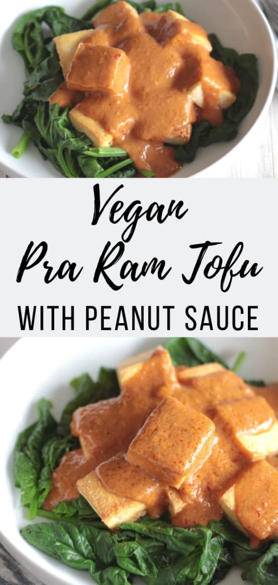 Tofu with Thai Peanut Sauce - a quick, easy and healthy recipe for a homemade vegan takeout favorite #tofurecipes, #veganrecipes