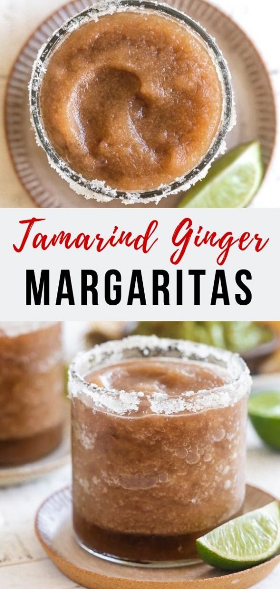 Take your taste buds on an exotic journey with a Tamarind Ginger Margarita, made with a salted ginger-sugar rim. The perfect easy cocktail recipe for the upcoming holidays! Not too sweet and so refreshing! #cocktail #thanksgiving #partydrinks #margaritas #happyhour