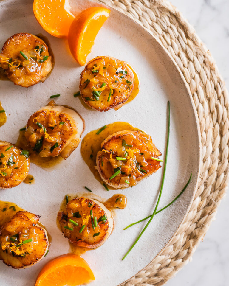 Perfect Seared Scallops with Citrus Butter Le Petit Eats